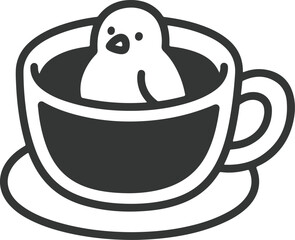 Cute Penguin in a Coffee Cup Icon
