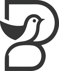 Stylized Bird in Letter B Logo