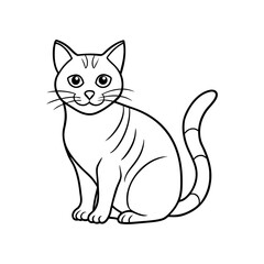 Cartoon Cat Line Drawing  Cute Kitten Coloring Page Vector for Printables, DIY, and Kids Art Use
