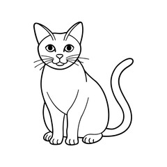 Simple Cat Line Art  Kitten Coloring Page Vector for Kids Worksheets, Learning Packs & Printables