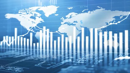 Explore dynamic representations of global data trends illustrated with a world map and various growth indicators through analytics - Powered by Adobe