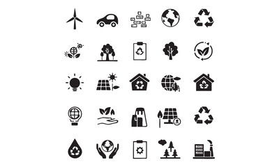 Fototapeta premium Eco & Sustainability Icons Recycle, Green Energy Vector Set
