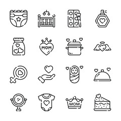 Download this latest bundle of mothers day elements outline style icons