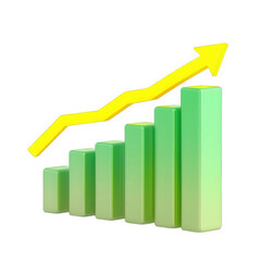 A green bar graph with a yellow arrow pointing upwards on a black background illustration