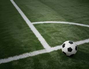 Soccer Ball at Corner Kick on Vibrant Turf