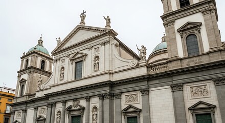 Obraz premium Architectural detail of the Basilica di San Paolo Maggiore, Naples, Italy showcasing its ornate