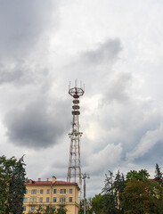 Areal shot of the TV tower. Technology