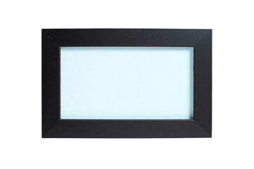 a black picture frame with a white background