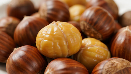 Peeled Chestnut Yellow Flesh Close-up