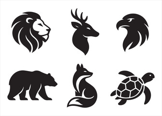 Set of animal silhouette icons vector collection