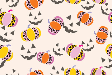 Halloween pumpkin patterns for backgrounds, fabrics, covers, holiday wrapping