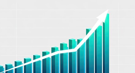 Upward trend bar chart with arrow indicating growth