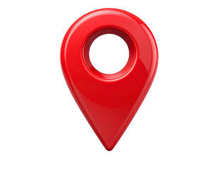 Floating 3D Map Pin Icon with Glossy Cartoon Look, Centered on Transparent Background