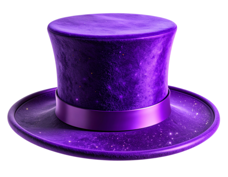 Floating Purple Velvet Top Hat with Magical Glow, 3D Illustration PNG