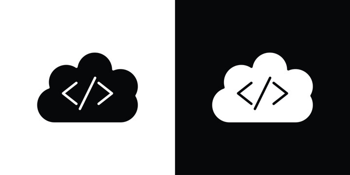Cloud code icon, logo elements of graphic designs