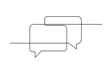Continuous one line art of speech bubble icon in modern minimalist style isolated illustration