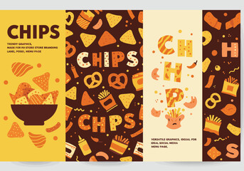 A set of chipthemed graphic designs for posters and social media