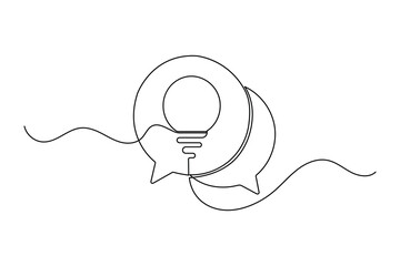 Obraz premium Continuous one line art of speech bubble icon in modern minimalist style isolated illustration