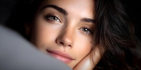 Obraz premium Portrait of a Young Woman with Natural Lighting and Shallow Depth of Field for Commercial Branding