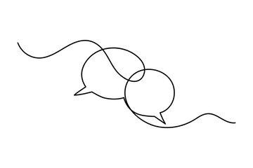 Obraz premium Speech bubble continuous one line drawing in minimalist style isolated on white background illustration