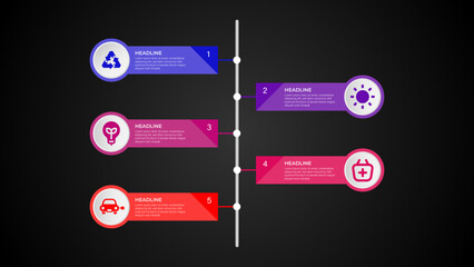 Fototapeta premium Modern 5-Step Timeline Infographic Vector Template | Editable in Illustrator