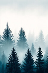Obraz premium Abstract dark, misty forest landscape panorama.