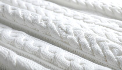 Obraz premium Close-up of a white cable knit fabric