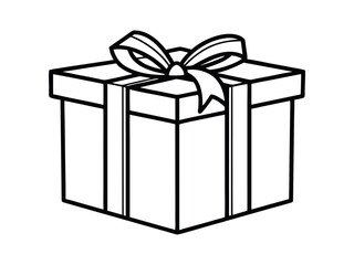 Obraz premium Present gift box silhouette vector illustration. Gift Box with ribbon, black gift box silhouette icon vector illustration white background