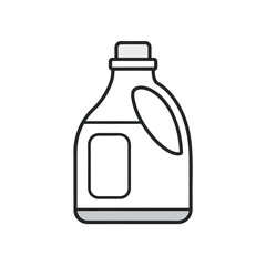 Plastic bottle with handle for liquid detergent isolated on white background