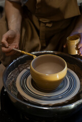 Detail of brush painting traditional pottery