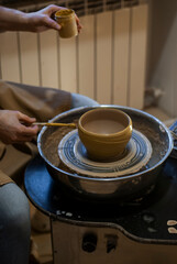 Pottery art with colorful hand-painted details 
