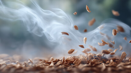 Conceptual image of oud wood fragrance in the air.