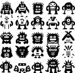 Set of Spooky but Adorable Monster Characters