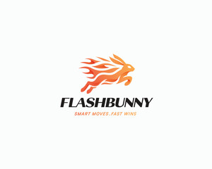 fast motion running bunny rabbit logo template for company