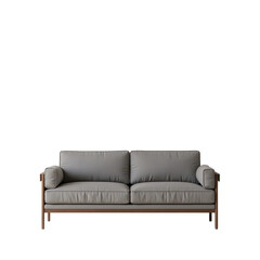 Fototapeta premium Light gray sofa with wooden frame.