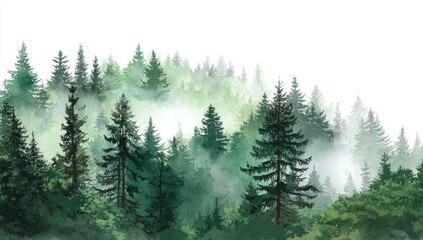 Misty forest landscape