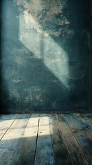 Sunlight Streaming Onto Wooden Floor and Textured Wall