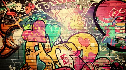 Obraz premium Edgy Graffiti Backgrounds for Urban Branding, Streetwear Designs, Youth Culture Campaigns and Alternative Art Projects