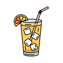 Cold Drink with Ice and Lemon