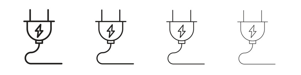 Plug icon linear vector icon in a editable style.