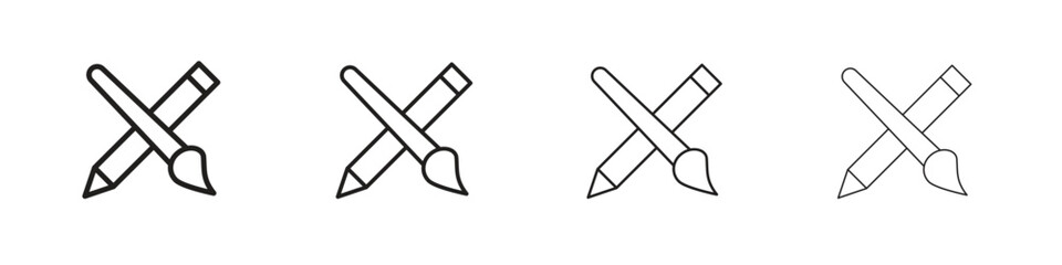 Pencil paintbrush icon linear vector icon in a editable style.