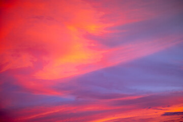 Beautiful , luxury soft gradient orange gold clouds and sunlight on the blue sky perfect for the background, take in evening,Twilight, Large size, high definition landscape photo