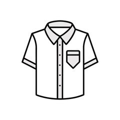 Simple icon of a short sleeve button up shirt isolated on white background