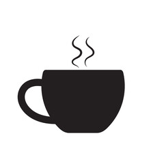 Minimal black coffee or tea cup with steam rising on white background. Perfect for café branding, hot drink labels, beverage icons, restaurant menus, or cozy morning designs.