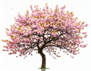 Fototapeta premium Cherry Blossom Tree with Glass Texture and Unique Curved Branches