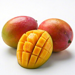 Fresh delicious mango on white background