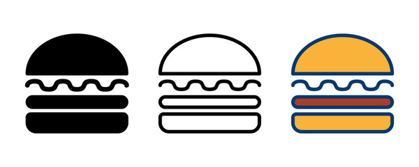 Hamburger icon vector isolated on white background. Burger and hamburger icon. Fast food vector icon