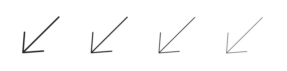 Down left icon linear vector icon in a editable style.