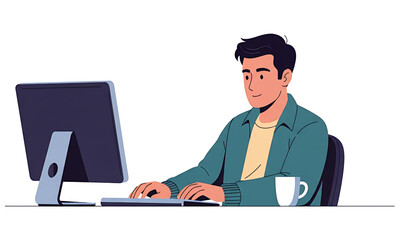 Business Analysis, Professional Woman, Office Workspace, Digital Illustration, Modern Environment, Focused Perspective