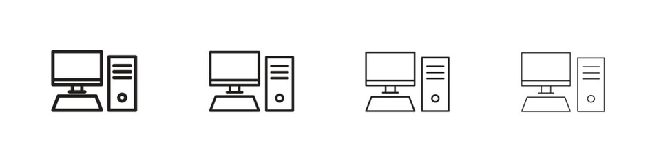 Computer icon linear vector icon in a editable style.